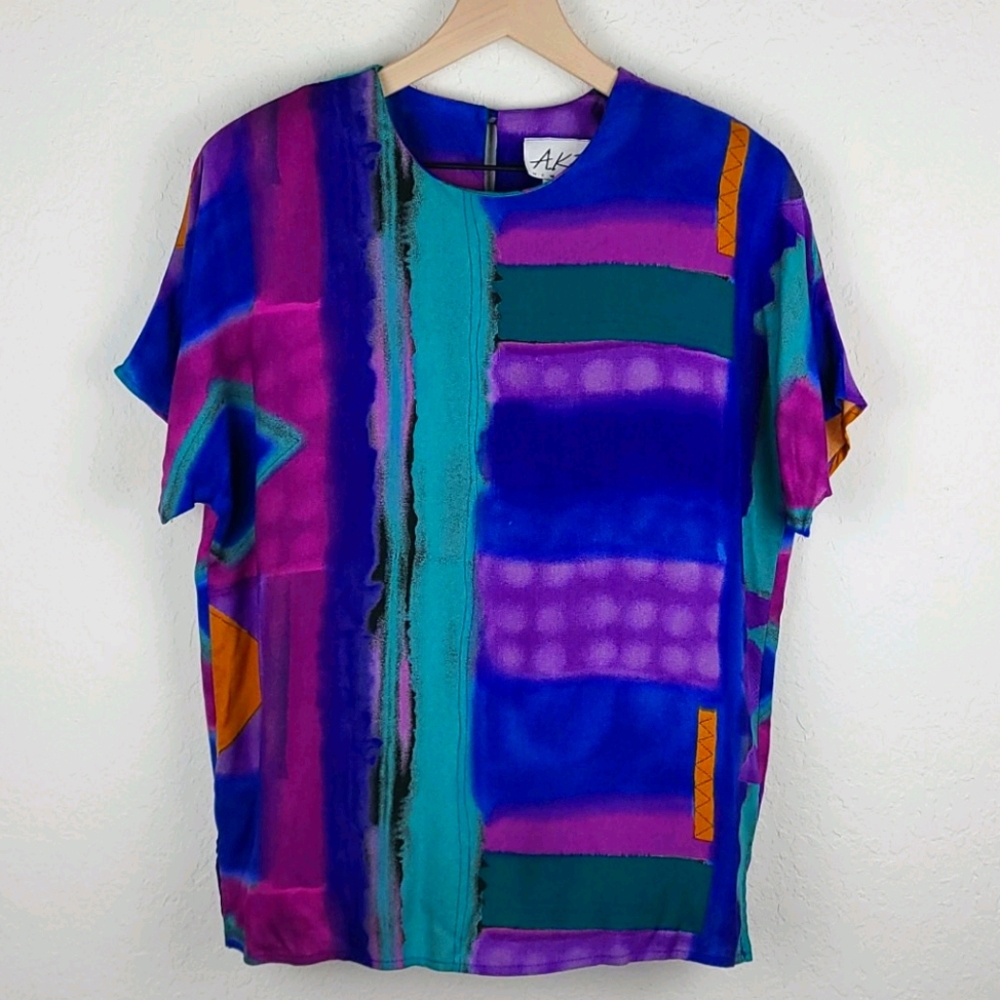 AKF New York Vintage Top 90s Multi color Shoulder